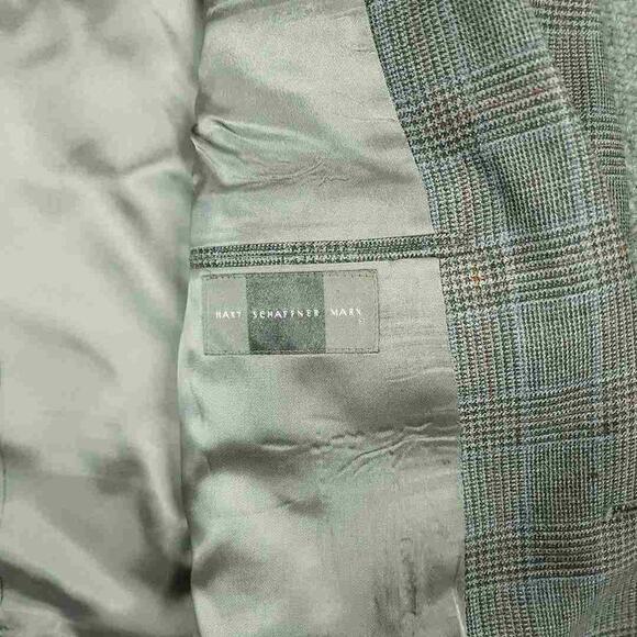 Hart Schaffner Marx Blazer Sport Coat Mens 40R Vtg Classic Fit Wool Glen Plaid - Picture 5 of 10